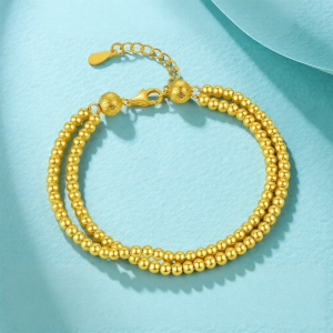 กำไลข้อมือเม็ดเงินสเตอร์ลิงสองชั้น