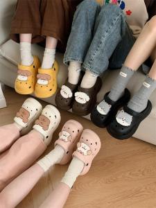 Casual Beach Two-Way Cartoon Head-E Covered Slip-On EVA Clog Shoes Womens Summer New Style Fun Dog Hole Hole Shoes