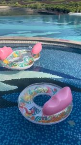 ✨ใหม่🌈(XLH-243) ห่วงยางเป่าลมลอยน้ำในสระ ห่วงยางยางเป่าลมเล่นน้ำ ลาย Flamingo กากเพชร