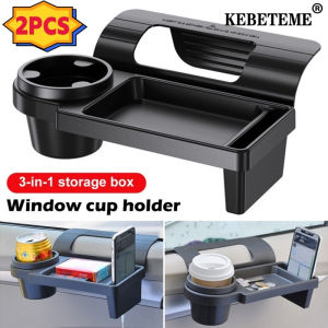 (Local Seller) KEBETEME 2PCS Side Door Window Storage Pocket Hanging Storage Rack with Cup Holder Multifunctional Car Organizer Box Auto Interior