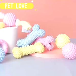Puppy Teething Toys Bite Resistant Molar Toy Dog Chew Toys W/ Cotton Ropes Clean Teeth Toys