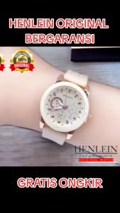 HENLEIN Jam Tangan Wanita Original Bergaransi Gaya Kasual Analog Tali Silikon HW-6001 Peach