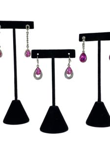 High-Grade Black Velvet Earrings Display Stand 3-Piece Set Jewelry Display Props Ear Studs Earrings White Leather Holder