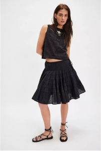 Váy Ngắn Lưng Cao Màu Trơn Có Dây Rút Váy Ngắn Chữ a Thường Ngày Không Có Lớp Lót Không Có Cạp Cao Cho Thanh Thiếu Niên