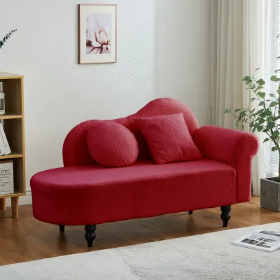 Mini European Style Sofa Bed Room Lamb Velvet Fabric Couch Rest Area Sweetheart Chair Residential Furniture Soft Padding