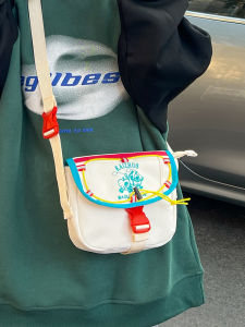 Canvas Bag Womens Small Bag Cartoon Messenger Bag Retro Girls Crossbody Bag Street Casual Shoulder Bag Mobile Phone Bag