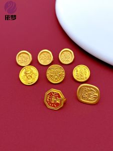 สร้อยข้อมือปุ่มทองคำโบราณ ปุ่มหัวเข็มขัด ปุ่มหัวเข็มขัด 5 ทางของเจ้าพ่อโชค จิวเวลรี่ DIY อุปกรณ์ โลหะผสม เงินชุบทอง