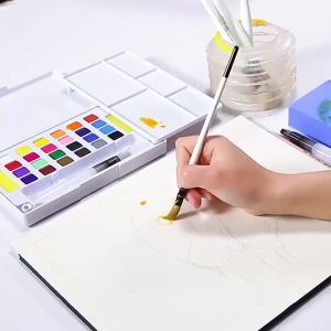 Bộ Màu Nước Solid Water Color 12/18/24/36 Màu Tặng  Bút Nước Mút Bảng Màu