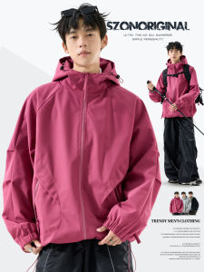 SZON | Water Repellent Hiking Jacket Men Outdoor Fall Pink