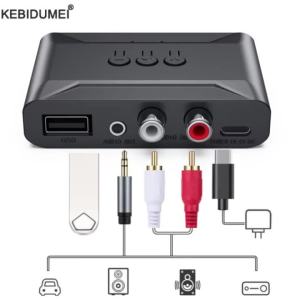 Kebidumei | KEBIDUMEI Bluetooth 5.4 Audio Receiver RCA 3.5mm AUX USB Wireless Adapter With MIC Support U-Disk Playback For Car Kit Speaker