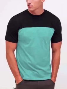 TWO TONE ROUND NECK TSHIRT COTTON ROUND NECK SHORT SLEEVES REGULAR FIT T-SHIRT FOR MEN