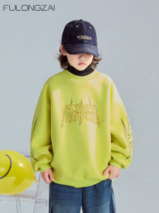 Fulongzai New Parent-Child Clothing Autumn Winter Thickened Fleece Hoodie for Boys And Girls Trendy Comfortable Cotton Polyester