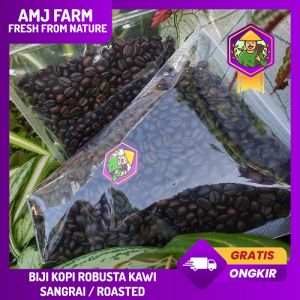 500 gram Roasted Bean Kopi Robusta Gunung Kawi Petik Merah / Biji Kopi Sangrai AMJ FARM