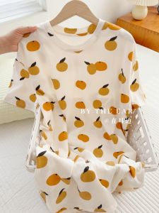 ชุดนอนผู้หญิงแขนสั้นแขนยาวผ้าฝ้ายถักพิมพ์ลายฤดูใบไม้ผลิฤดูใบไม้ร่วงฤดูหนาว ชุดนอนผู้หญิงแขนยาวหลวมๆ ชุดนอนผู้หญิงแขนยาว