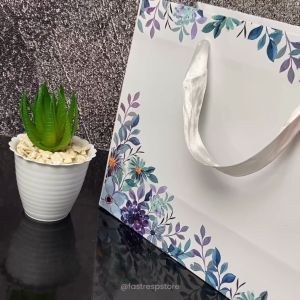 Paper Bag Motif Bunga 25x20x10 cm Kado Custom Wedding Tas Souvenir Kado Kertas Ulang Tahun Bridesmaid