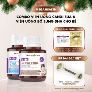 Combo Viên Uống Canxi Sữa Healthy Care Kids Milk Calcium 60 Viên & Viên Uống Bổ Sung Dưỡng Chất Healthy Care DHA 60 Viên