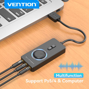 Vention USB Sound Card External USB Audio Card Adapter USB to Jack 3.5mm 3 in 1 Sound Card for Laptop Desktop PS4 Earphone Microphone Headset Speaker External Stereo Sound Adapter