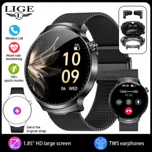LIGE | Đồng Hồ Thông Minh LIGE 2 Trong 1 Tích Hợp Tai Nghe Bluetooth TWS Chức Năng Theo Dõi Nhịp Tim & Nồng Độ Oxy Trong Máu Theo Dõi Thể Thao Nghe Nhạc Dành Cho Android & iOS