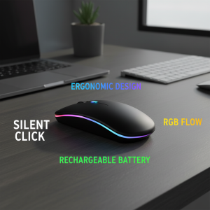 2.4G Bluetooth Wireless Rechargeable Mouse RGB Backlit Ergonomic Design Silent Click Office Mouse For PC Laptop Computer Tablet
