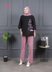 Setelan Viral by Pojee Setcel Terbaru Lengan 3/4 Setelan Ld 110 Bahan Kaos Combad 20s Setelan Cewe Terlaris