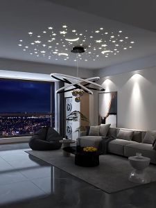 【MG】Modern LED Chandelier Bedroom Ceiling Lights Tricolor for Living Room  Hanging Light Whit Remote Control Pendent Lamp