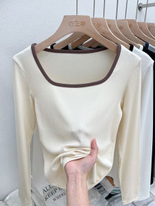 Áo Thun Modal Dài Tay Nữ Xuân Thu Mỏng Mùa Hè Cổ Vuông Ôm Vừa Vặn Xương Đòn Thời Trang Áo Thun Thường Ngày