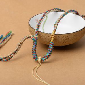 Easiest for Match Hand-Made Cotton Threads Pendant Rope Tibetan Style Necklace Rope Sweater Chain Ethnic Jade Halterneck Pendant Rope Thangka Lanyard