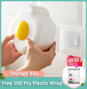 Disposable Plastic Wrap Storage Box Poached Egg (112) No Punching Wall Paste Kitchen Special Household Storage Artifact