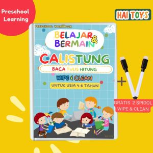 Buku Aktivitas Anak Edisi Calistung Untuk Usia 4, 5, 6 Tahun Belajar Membaca Menulis Berhitung Wipe & Clean Bisa Dihapus Bonus 2 Spidol