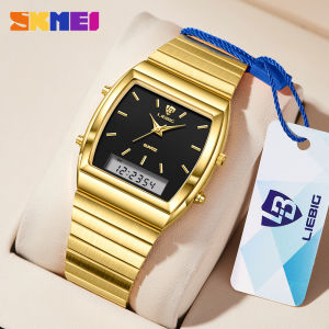 SKMEI watch for man Casual Fashion Double Display Watch Luxury Quartz Watch Stainless Steel Waterproof Wrist Watch For men L1039