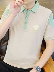 HENGYUANXIANG | Hengyuanxiang Mens Short Sleeve Polo Shirt Summer Trendy Embroidered Letter Collar Half Sleeve T-Shirt Standard Fit Anti-Wrinkle