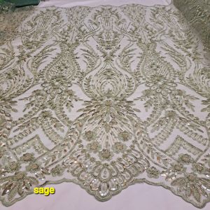 (COD) bahan kain tulle korea full payettt mewah/bakal untuk kebaya pengantin wanita/bahan gaun