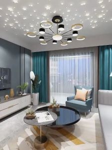 Romantic Starry Sky LED Chandelier Home for Living Dining Pendant Lamp Black Golden Lighting Fixture