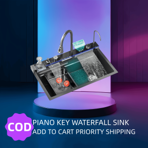 Kitchen sink piano key sink multi-function integrated faucet waterfall sink comes with a full set of accessories