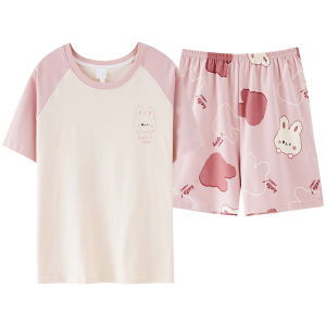 Áo ngủ MiiOW nữ làm bằng vải cotton tay ngắn quần short có đệm ngực thoải mái