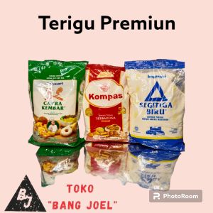 Terigu Kemasan Premium 1KG / Bogasari Cakra Kembar / Tepung Terigu Kompas / Tepung Terigu Segitiga Biru 1KG / terigu Tulip