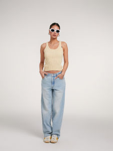 DiscoGlam Slimming U-Neck Short Tank Top with Shoulder Straps Yellow Spring Summer Womens Fashion Commute Style Vest