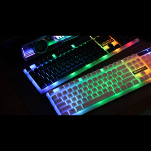 Tri-Town Gaming Keyboard+Mouse Set 104-KEY LED Backlight Wired Keyboard Rainbow Button Mouse Suit Backlit