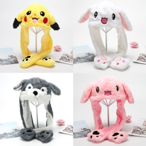 หมวกหูกระต่ายพองน่ารักเหมือน Tiktok น่ารัก Interactive ดีไซน์ ถุงลมนิรภัย Squeezable Moving Rabbit Cap เครื่องประดับแฟชั่น