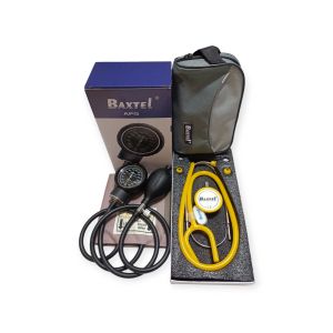 Baxtel APG Black Aneroid Sphygmomanometer With Yellow Deluxe Stethoscope