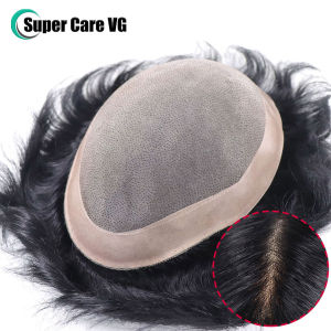 6*8/ 6*9/ 7*9 Breathable  Fine Mono With PU Toupee Men #1B 6Inch Mens Wig Human Hair Toupee Mens Replacement Systems Unit Wig