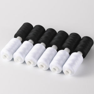 AIK ด้ายเย็บผ้า 40/2 (โพลีเอสเตอร์) สีดำกับสีขาว ด้ายจักรเย็บผ้า เครื่องมือเย็บผ้า DIY ความยาว 500m Sewing thread