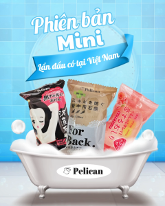 Xà Phòng Tắm Giảm Thâm Nách Pelican Deitanseki Body Scrub Soap Bar 50G ( Phiên Bản Mini + Tặng Kèm Lưới Tạo Bọt )