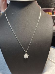 Dây chuyền liền mặt hoa Bạc Ý xi kim - 01