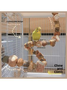 Parrot Toy Small Sun Natural Biting Toy Bird Cage Stand Stick Wooden Material Suitable for Mini Medium Size Parrots And Cockatoos