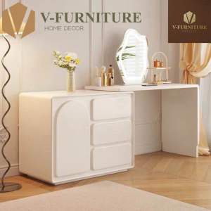 Bàn trang điểm Bàn làm việc kèm tủ đựng đồ cốt gỗ MDF chân bệt đa năng có thể xoay tùy chỉnh HLAIKA TG-20