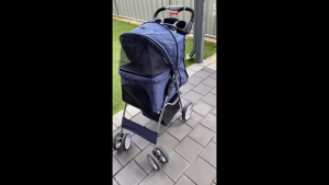 Greenpets Pet Stroller Cat Wagon Dog Stroller Foldable 4 Wheel Outdoor Travel Foldable Detachable integrated Lightweight Blue Gray Pink