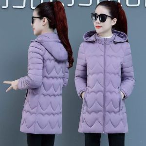 2025 New Womens Mid-Length Thickened down Cotton Jacket Fashionable Slimming Versatile Warm Cotton Coat Korean Style Commute