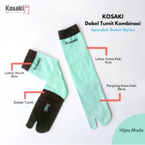 KOSAKI KOMBINASI M Kaos Kaki Muslimah Jempol Panjang Kaos Kaki Premium Dobel Tumit Dobel Nylon-HIJAU MUDA