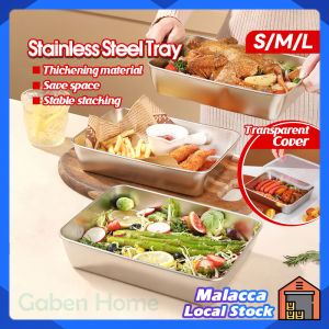 Stainless Steel Food Storage Tray With Lid Rectangular Baking Pan Fresh-Keeping Box Food Container Kitchen Square Plate